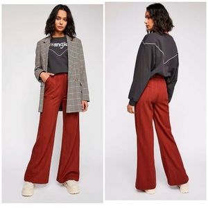 NWOT Free People Rudy Flared Solid Pants Burgundy 8 New